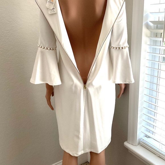 NEIMAN MARCUS dress Sz 2 Ivory Faux Pearls - Picture 6 of 8